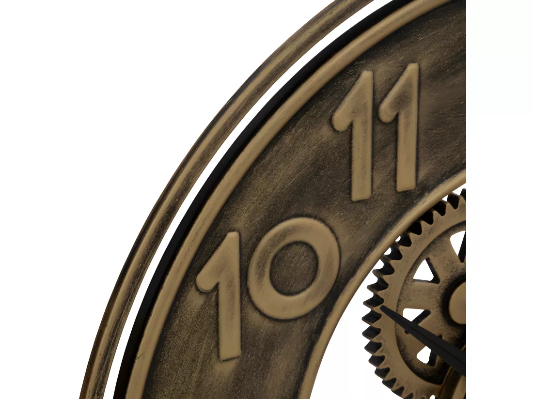 Pendule murale en métal aspect Or Vintage D 48 cm