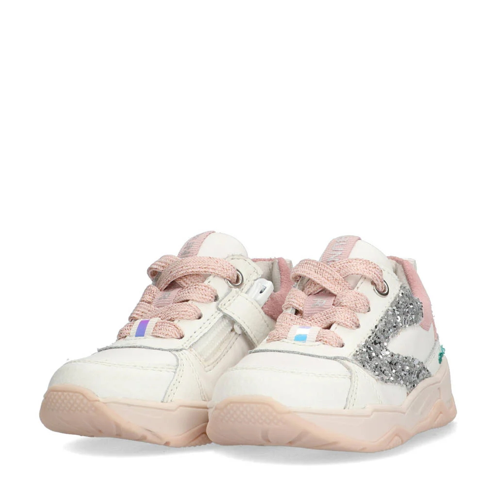 BunniesJR Ciske Chunkyleren sneakers met glitters wit/roze
