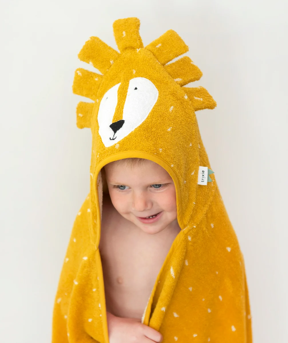 TRIXIECAPE DE BAIN LION EN COTON BIO BÉBÉ