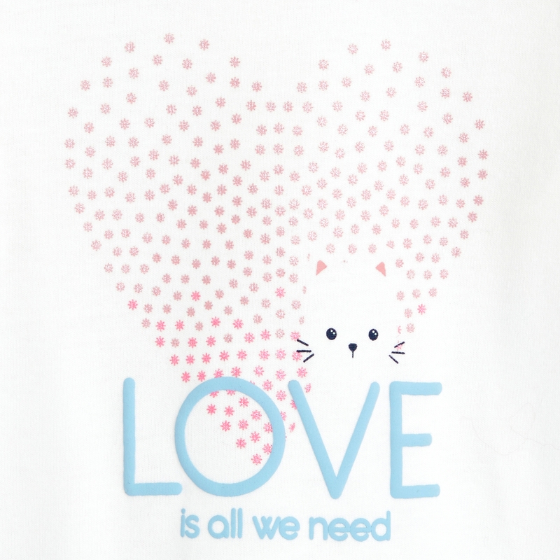 T-shirt impression cœur à volants blanc bébé fille