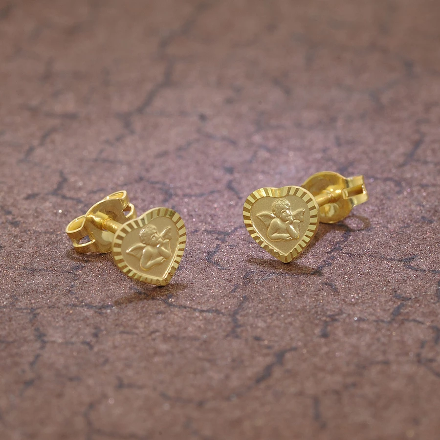 trendor Ohrringe für Mädchen Gold 333  8K Amor-Herz gold