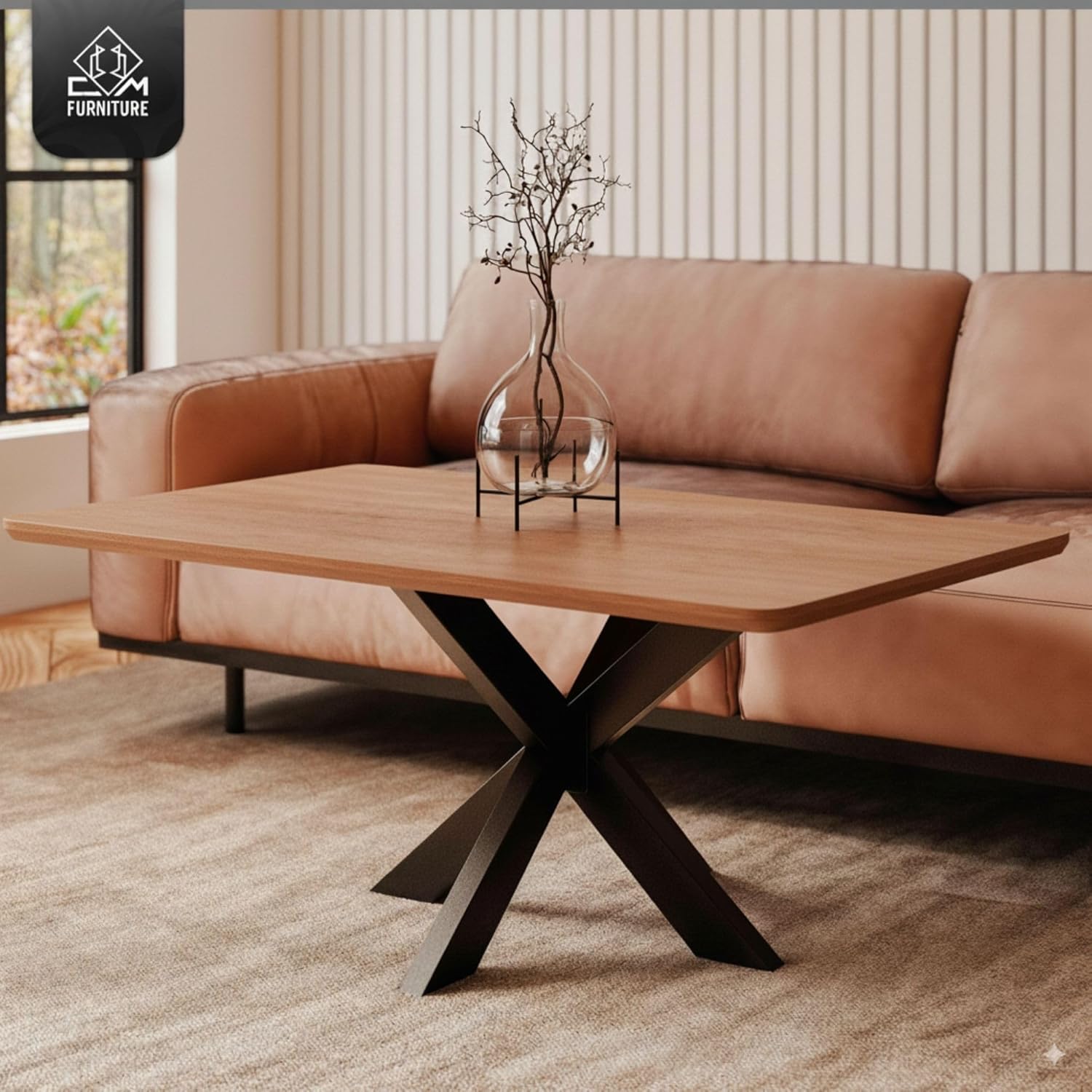 Spider Tischgestell I Stahl Pulverbeschichtet I Tischbeine für Esstisch Couchtisch I Tischkufen Tischfusse Möbelfüße aus Metall - H43 x B50 x L80 cm - Schwarz