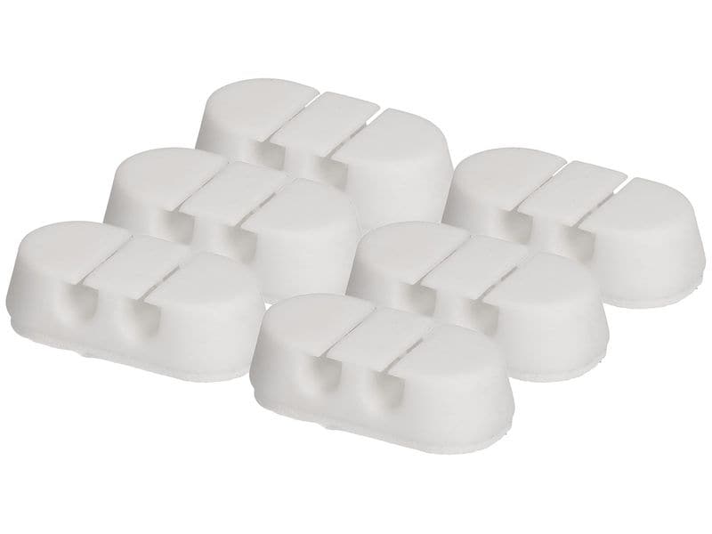 Max Hauri Kabelhalter Double Stop Set 6 x Weiss, 1 Stück Selbstklebende Lösung für ordentliche Kabelführung