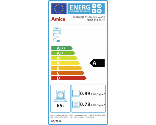 Amica oven- en kookset met 4-pits gaskookplaat (RVS gaskookplaat, OptiGas-sproeiers) EHEG 933 101 E, bruikbare inhoud 65 l