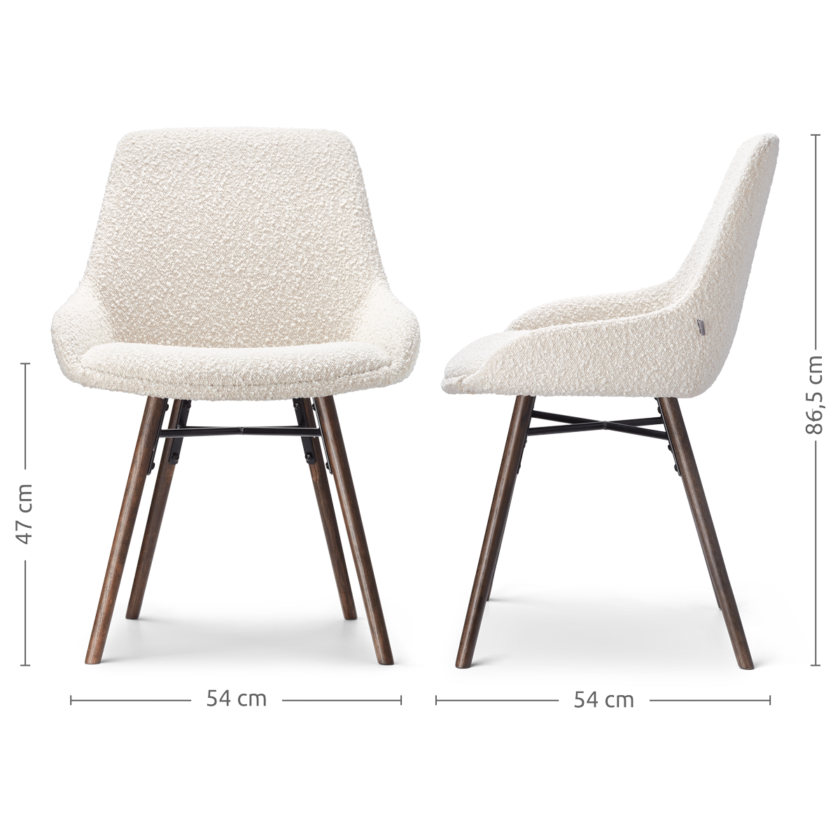 Eetkamerstoel Nena-Isa bouclé beige - walnoot - set van 2