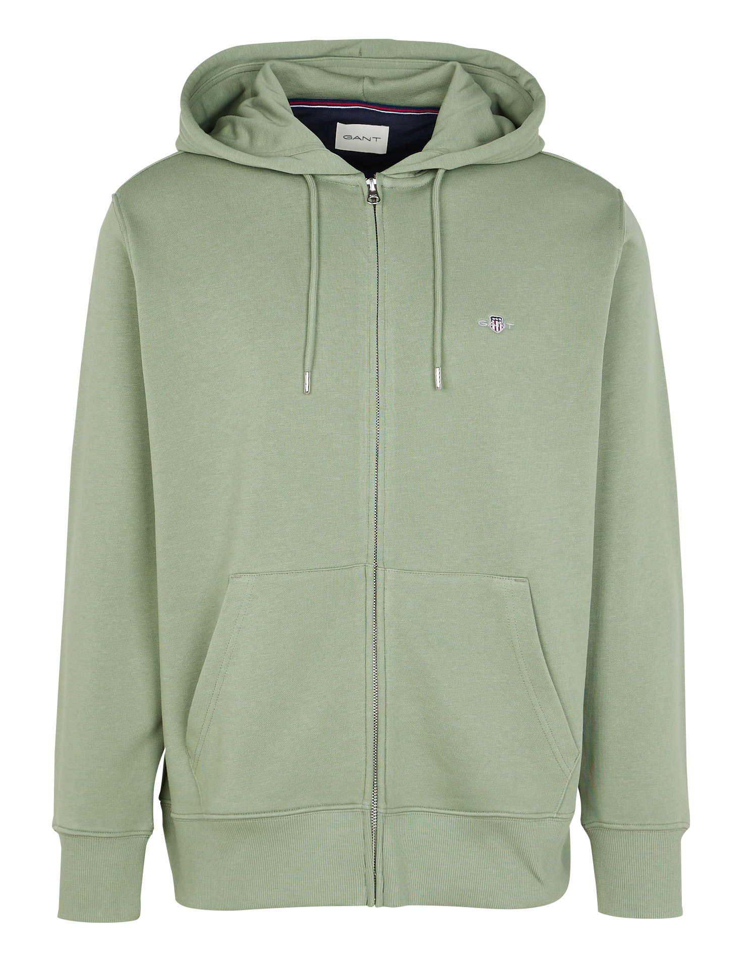 Sweat droit zippé à capuche en coton mélangé | Vert