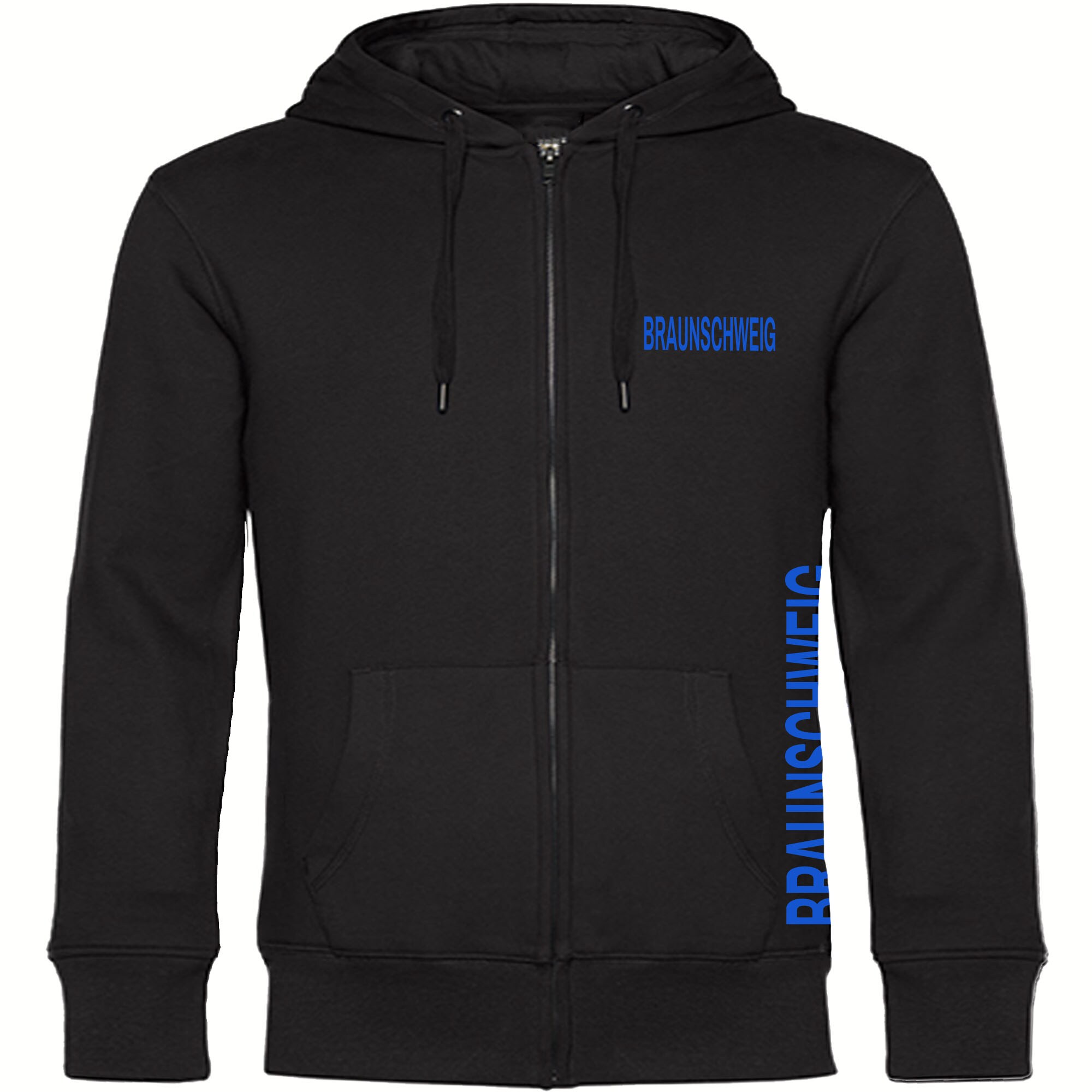 multifanshop® Kapuzen Sweatshirt Jacke - Braunschweig - Brust & Seite - Druck blau