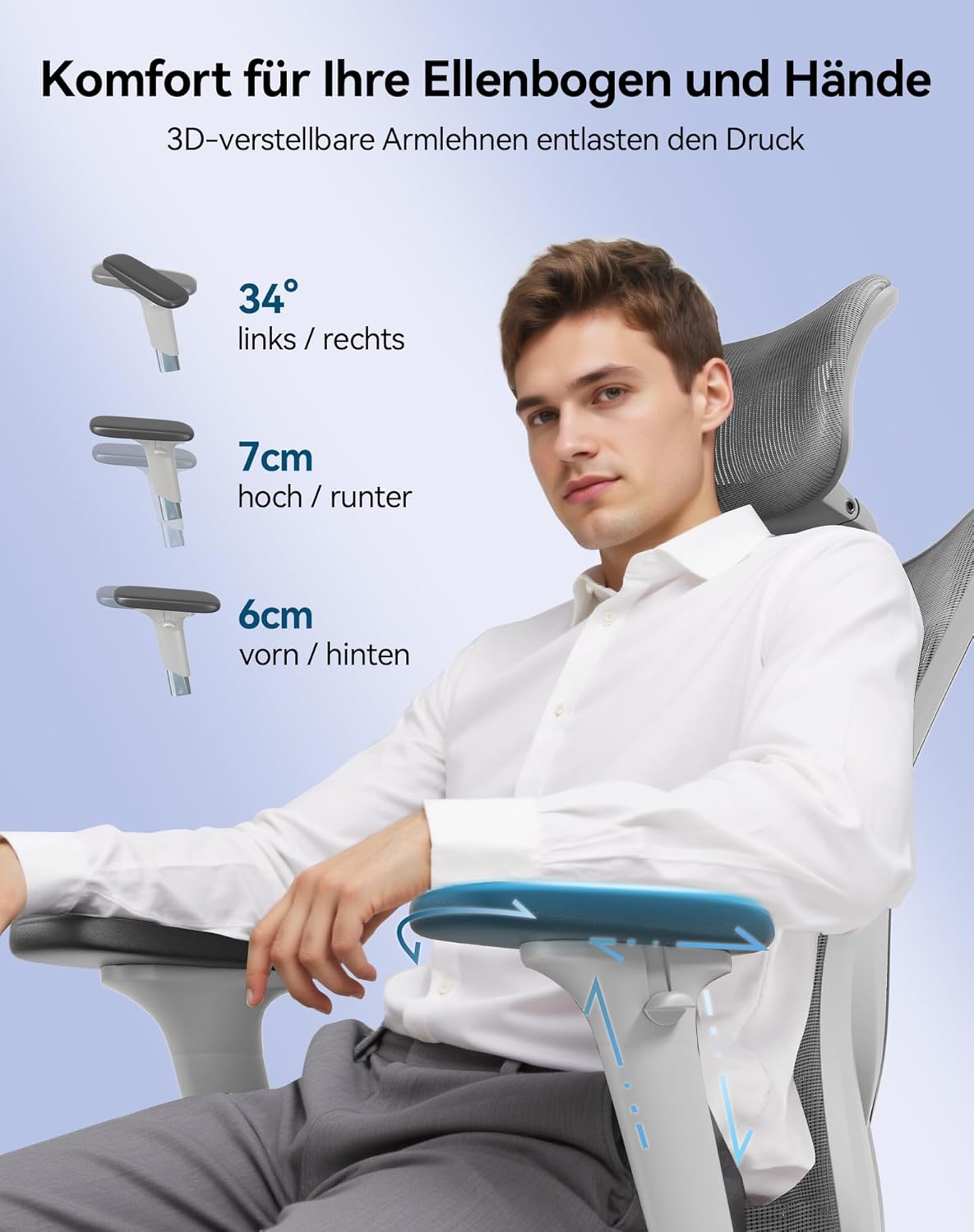 SIHOO M57 Ergonomischer Bürostuhl mit 3-Wege-Armlehnen, Lendenwirbelstütze und Verstellbarer Kopfstütze Hohe Rückenlehne Neigungsfunktion IL0171674