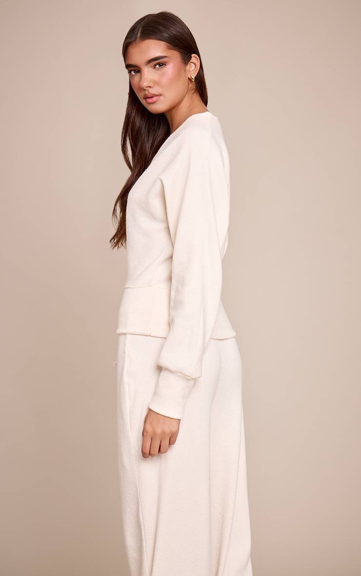 Ecru Gilet Boutonné Côtelé Doux
