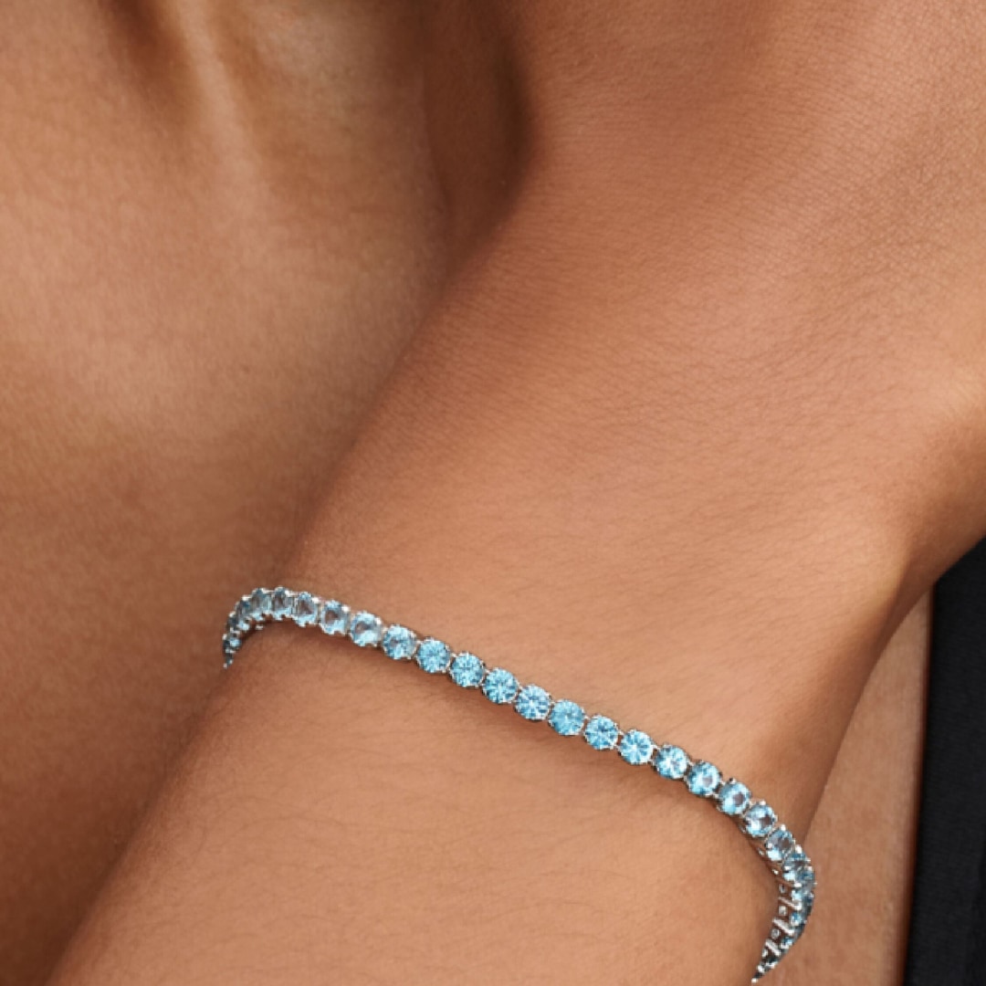 Pandora Timeless Funkelndes Hellblaues Tennisarmband 925 Silber