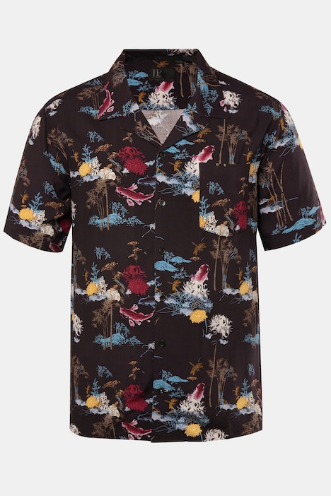 Hemd, Halbarm, Alloverprint, Cuba-Kragen, Cuba-Fit, bis 8 XL
