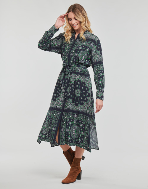 Tommy Hilfiger - BANDANA VIS MIDI SHIRT DRESS LS - Marine