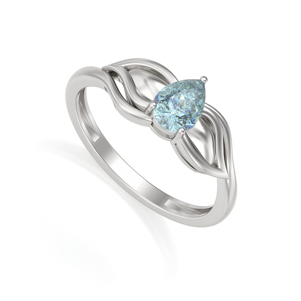 Bague Solitaire Aigue-Marine à 3 Griffes sur Argent Rhodié | Aden Bijoux