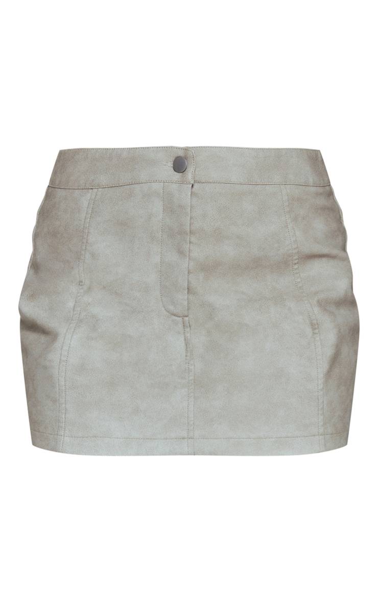 Gris Pierre Mini-jupe Coordonnée En Synthétiquecuir Lavé Premium Avec Détails De Coutures