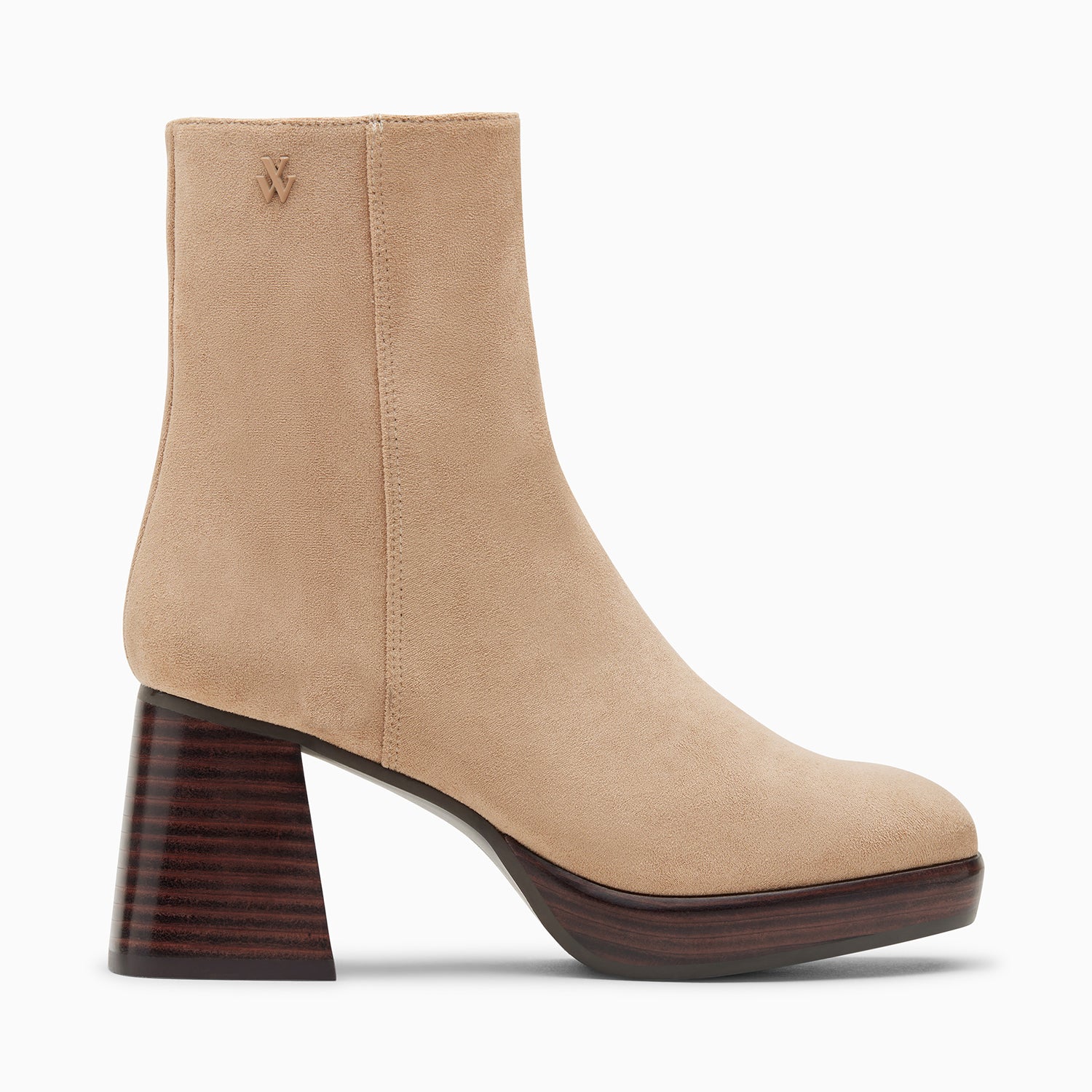 Bottines-Bottines Marina beiges à plateforme et talon bois