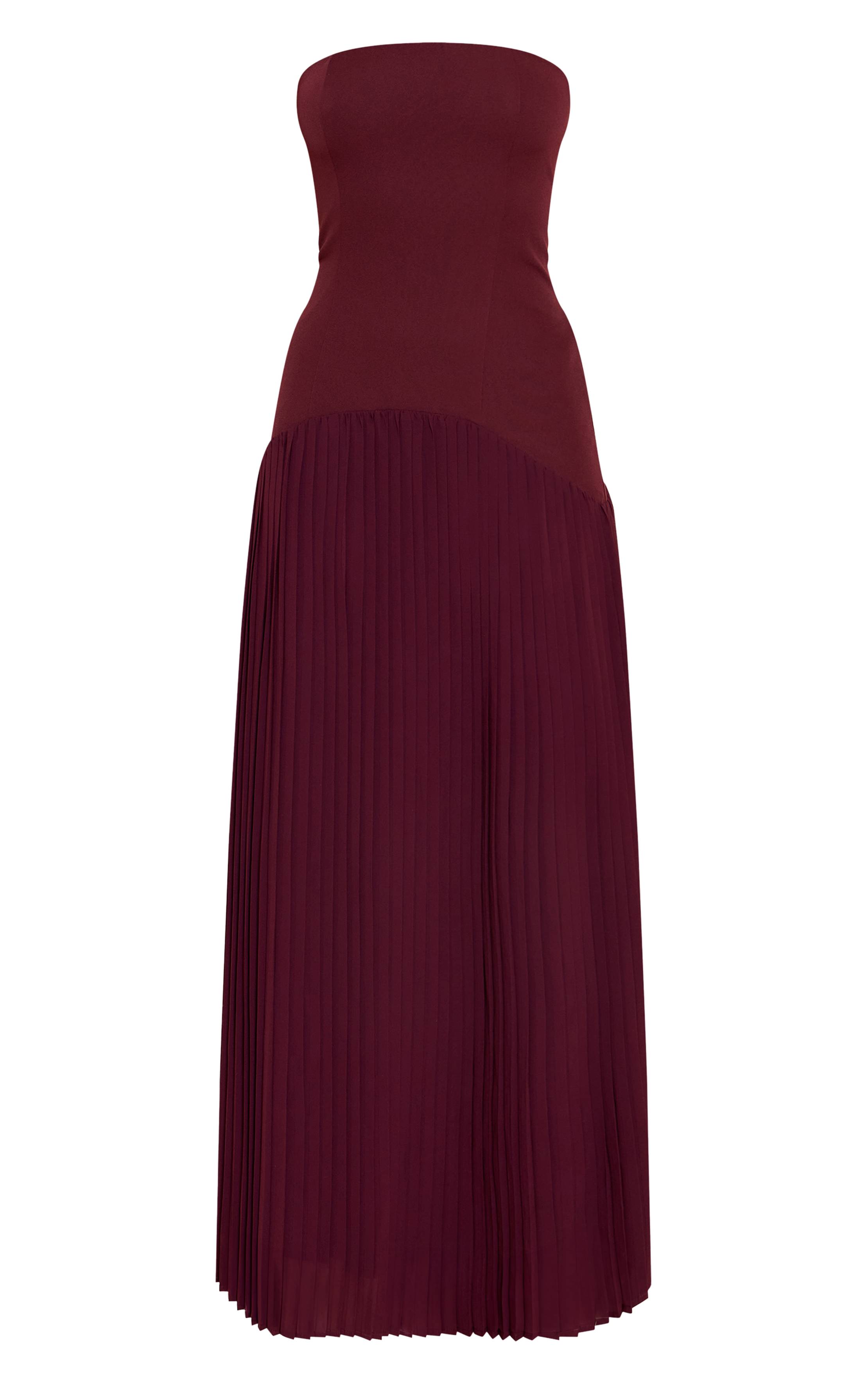 Prune Robe Maxi Bandeau En Tissu Tissé Avec Détail D'ourlet Plissé