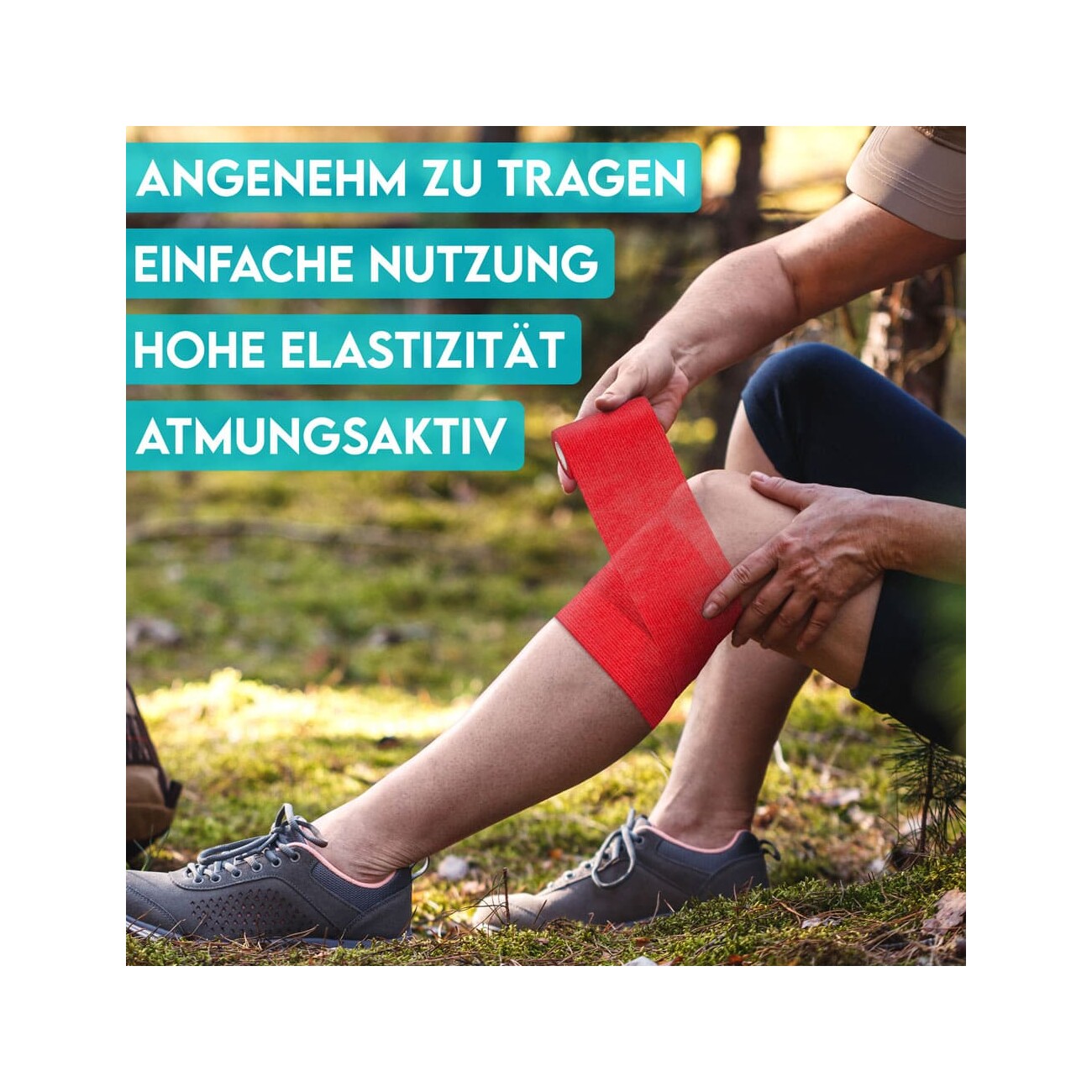 HUND IST KÖNIG Verband selbstklebend, Selbstklebende Bandage für Mensch & Tier (12 Stk) rot 5 cm, 47 m