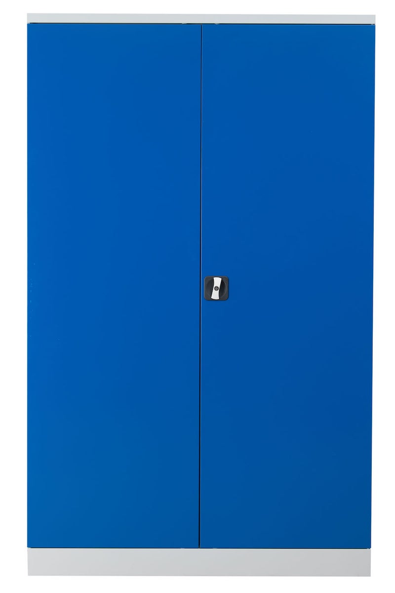 PROREGAL Ferret draaideurkast met 4 legplanken, versterkt, Eurolock greep, HxBxD 195 x 120 x 50 cm, grijs-gentiaanblauw gelakt