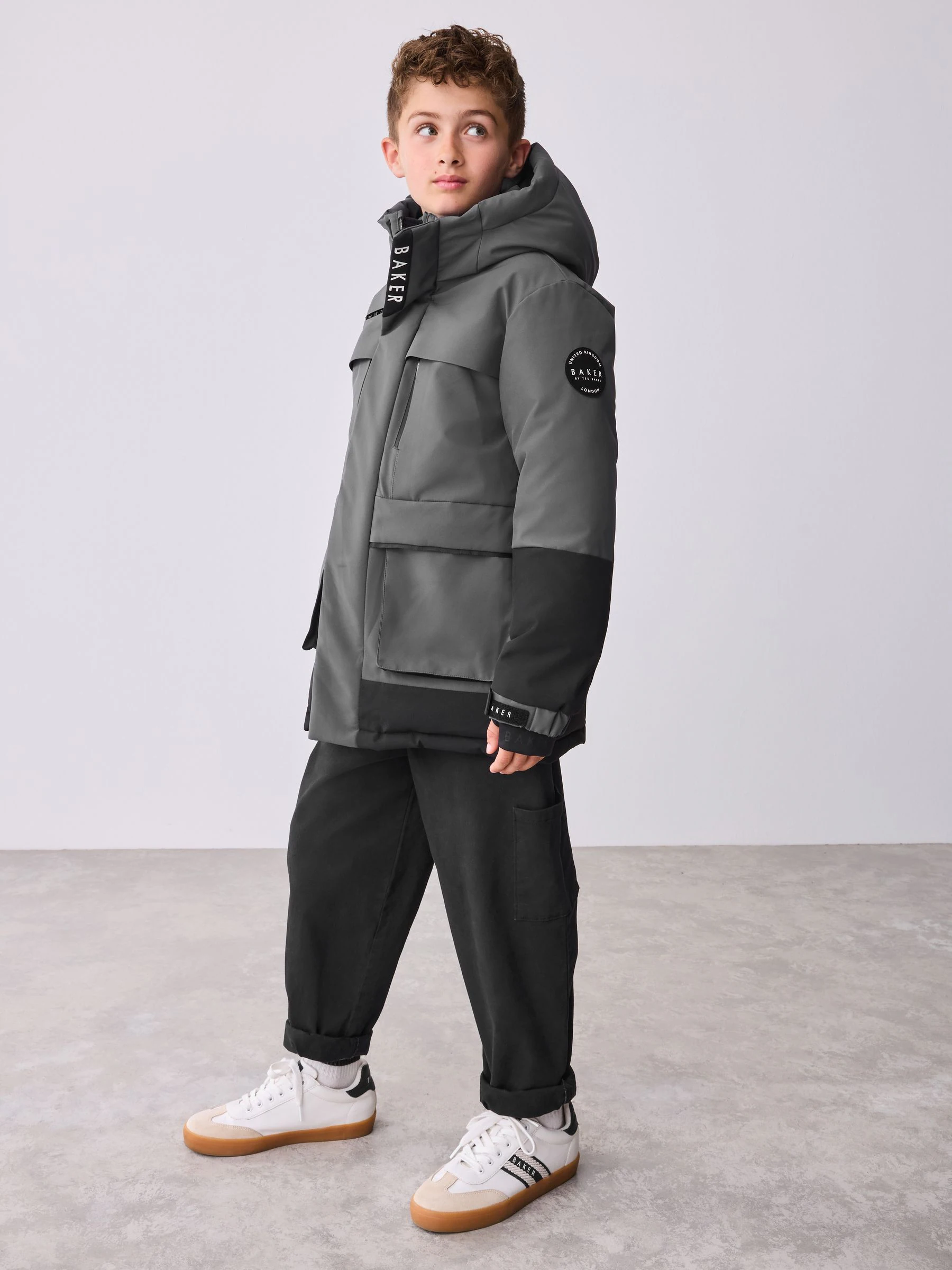 Antracietkleurig/zwart - Baker by Ted Baker regenbestendige colourblockparka