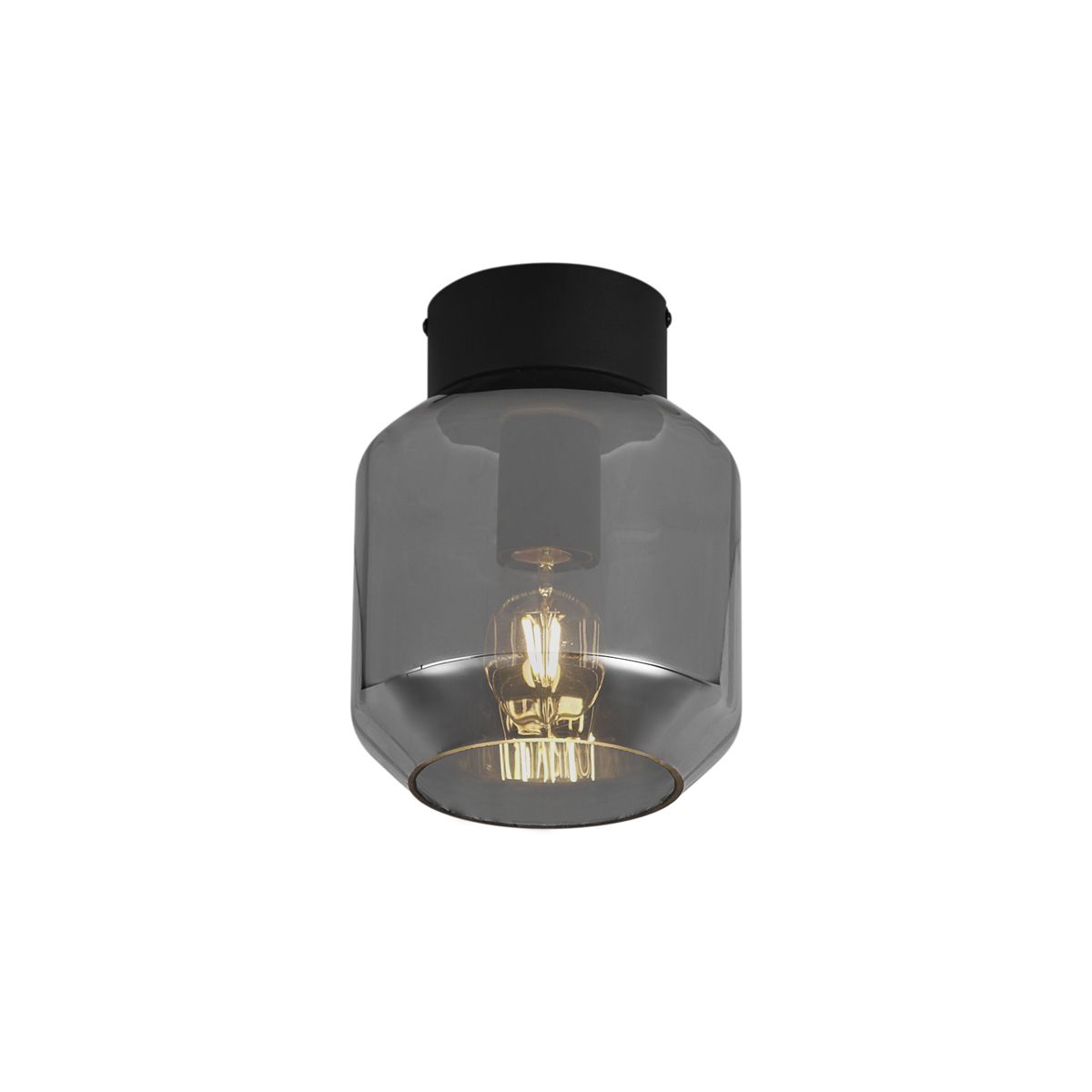 Moderne plafondlamp zwart met smoke glas - Stiklo