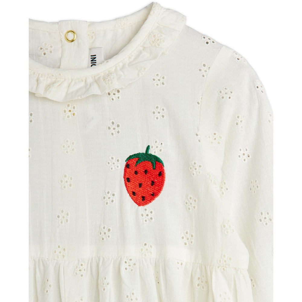 Køb Mini Rodini White Strawberry Emb Schiffli Buksedragt