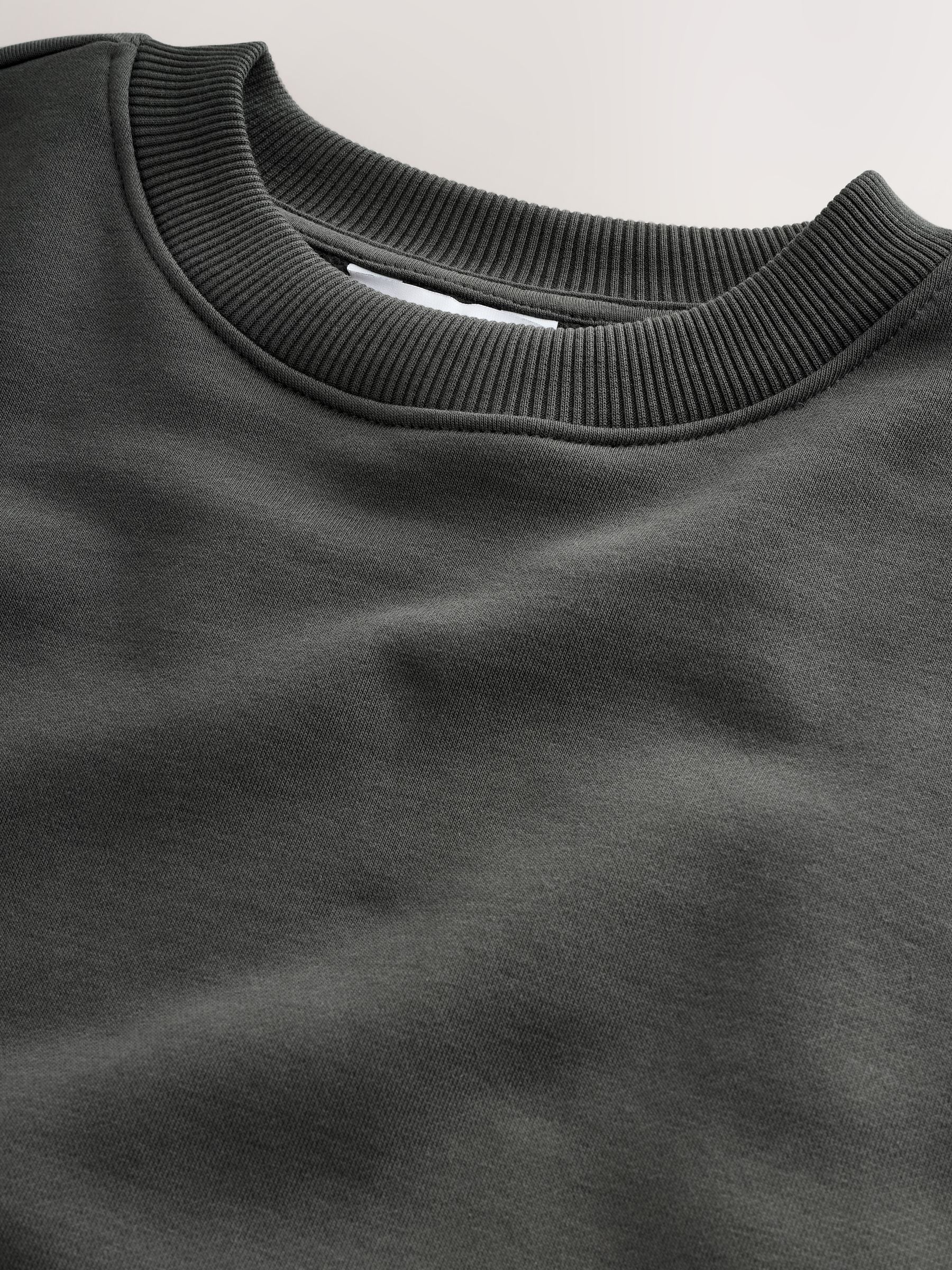 Leisteen grijs - Normale Pasvorm - Dik sweatshirt met ronde hals en hoog katoengehalte