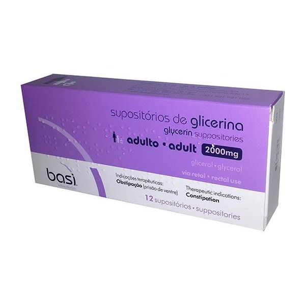 Supositórios de Glicerina Adulto, 2000 mg x 12 sup