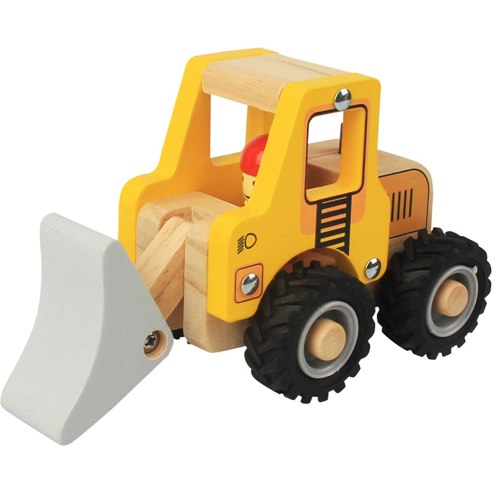 Køb Magni Gul Bulldozer i træ med gummihjul, FSC 100%