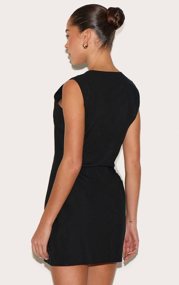 Noir Robe Moulante À Carreaux Col Bateau Et Boutonnage