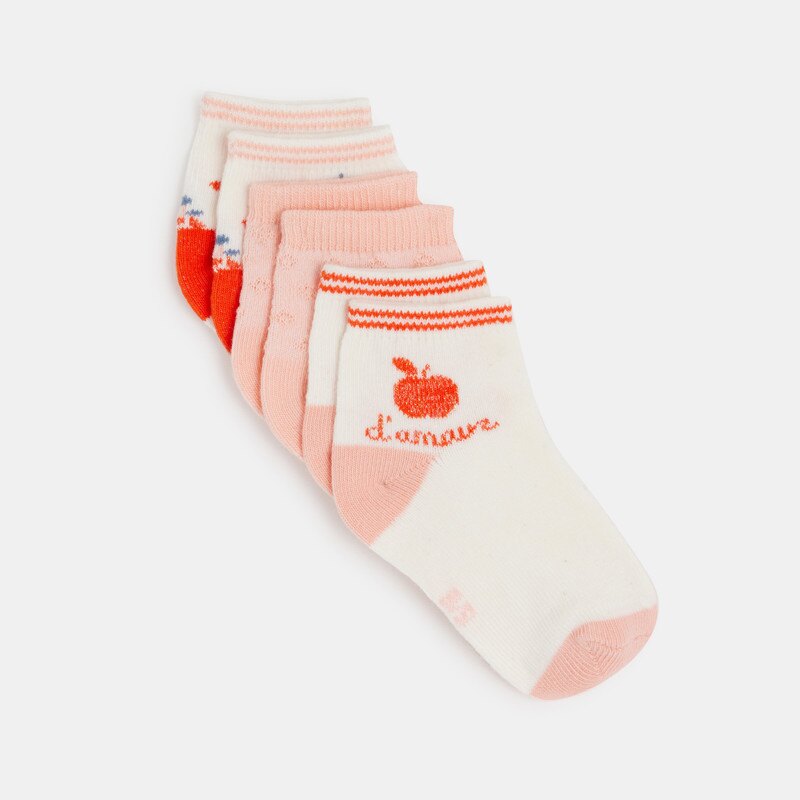 Chaussettes basses fruits rose bébé fille (lot de 3) Rose