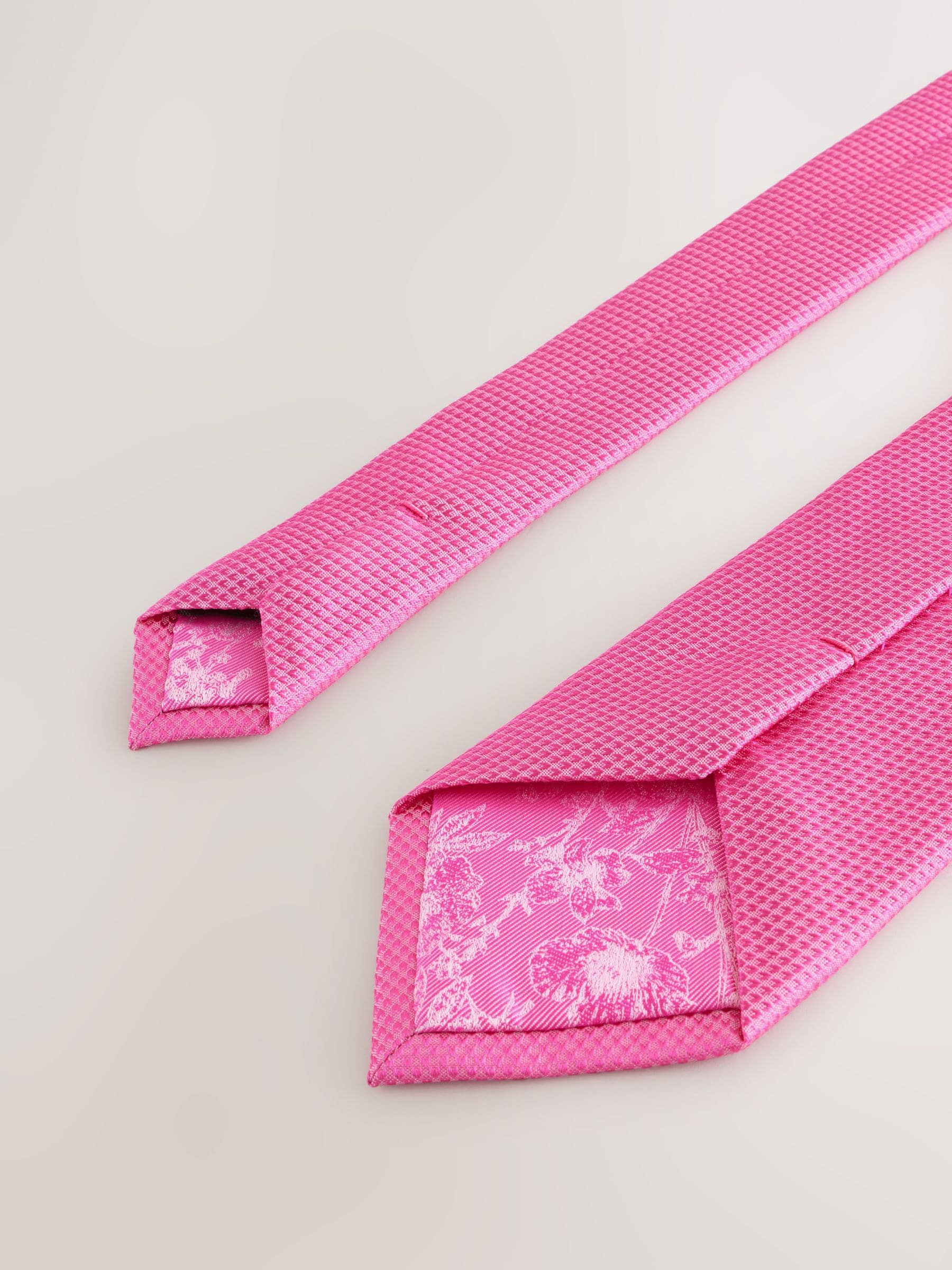 Fuchsia - Set met textuurrijke stropdas en pochet