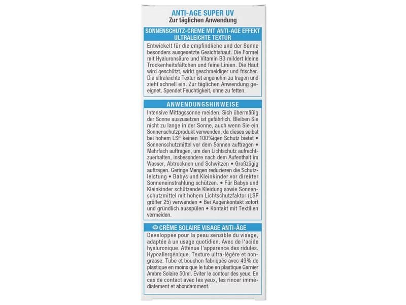 Garnier Ambre Solaire Sonnencreme Sensitive expert  Gesicht Sonnenschutz mit Vitamin E und Hyaluronsäure