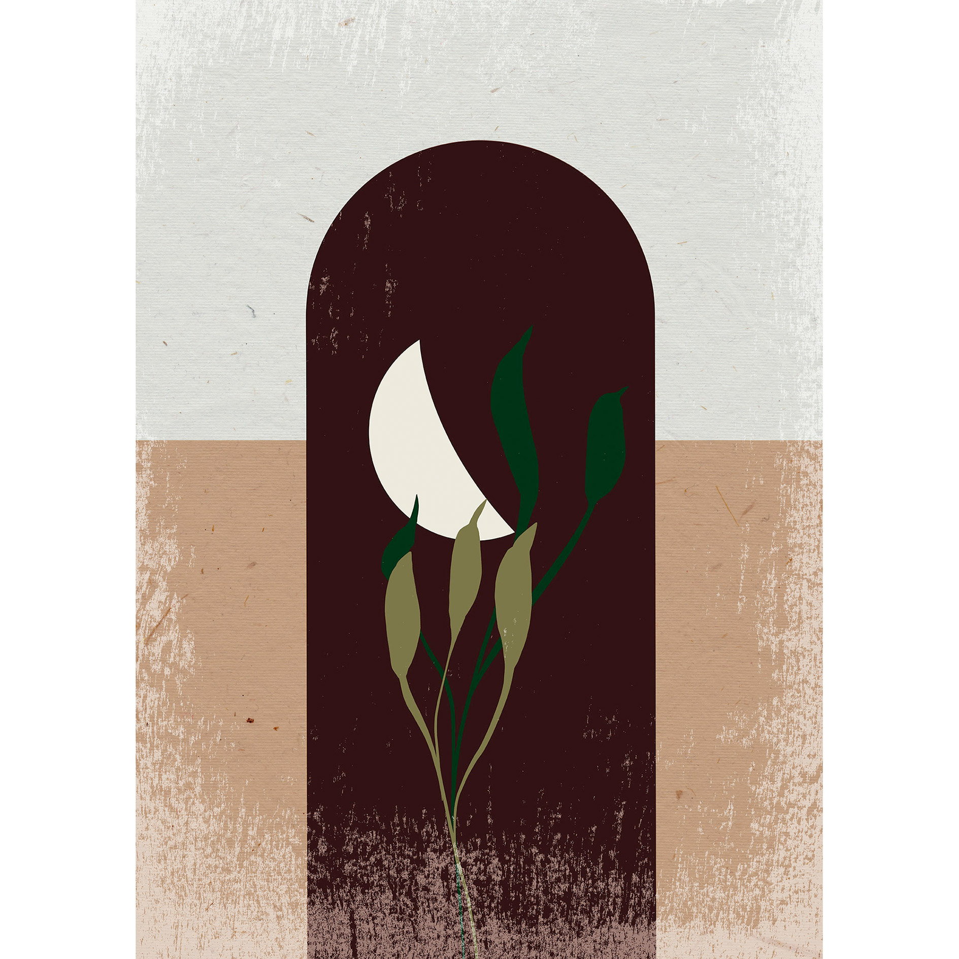 Wandbild SILENCE HALF MOON - braun - 50x70 cm