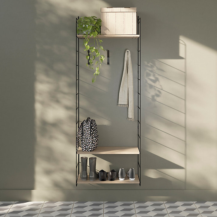 Étagère murale modulable 3 tablettes et 2 échelles effet chêne GoodHome Rigga H. 171,2 x L. 60 x P. 29 cm