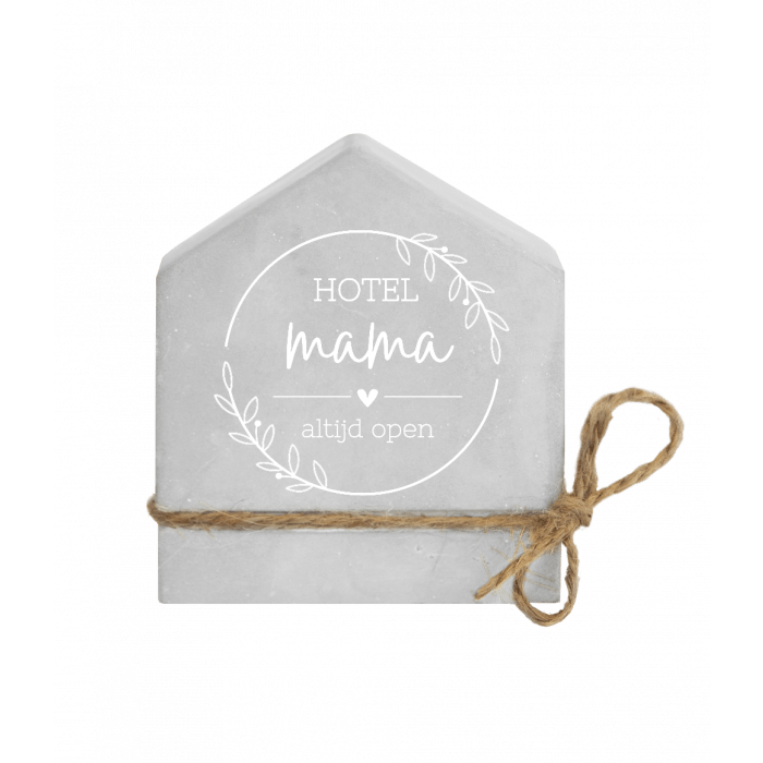 Grijze Cement Huisje Mama 8cm