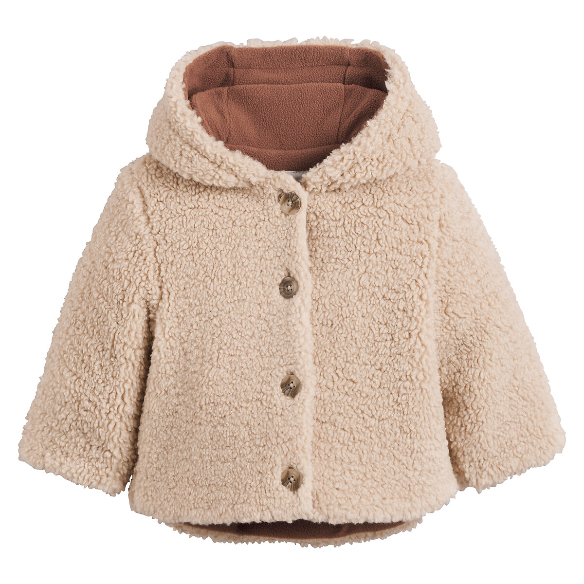 COLEÇÕES LA REDOUTE<br>Casaco quente com capuz em sherpa, forrado com lã polar