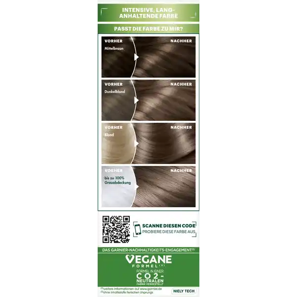 Ultra Crème Dauerhafte Pflege-Haarfarbe 6N Nude Natürliches Dunkelblond