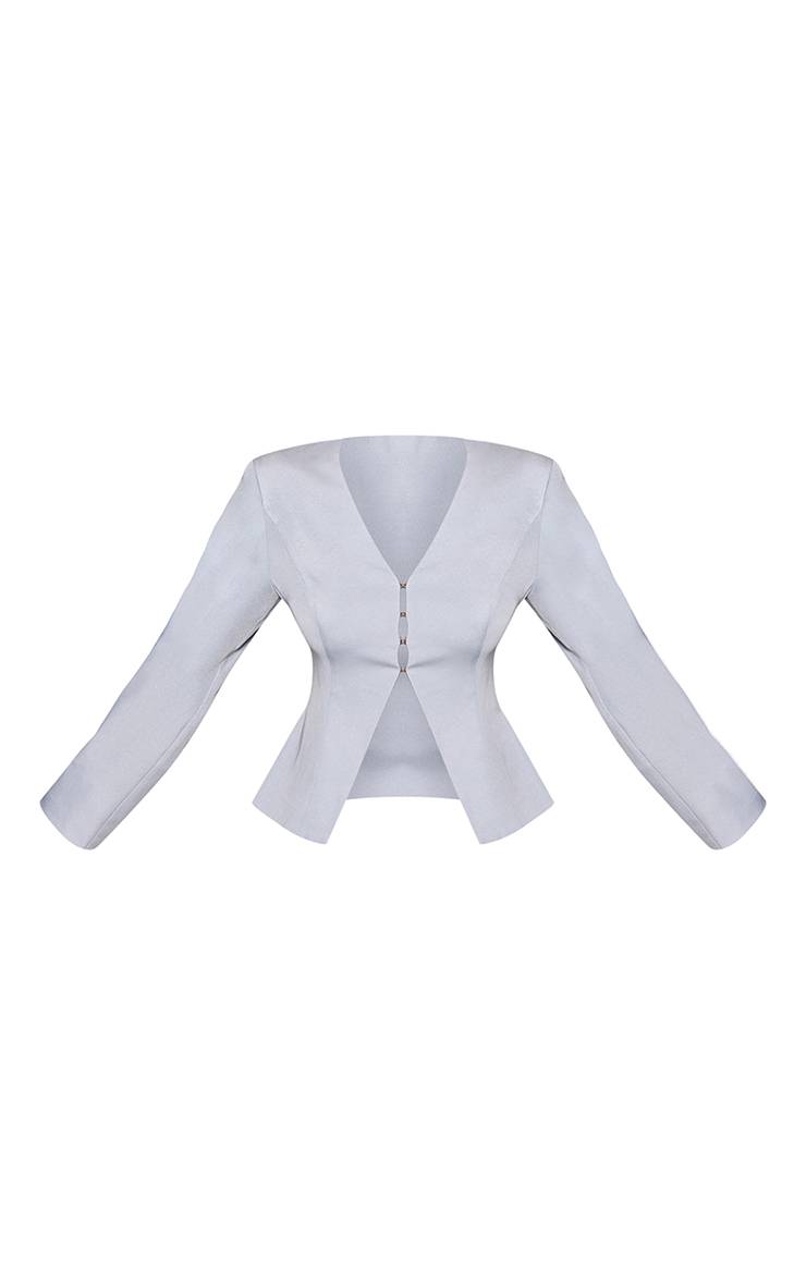 Bleu Pâle Blazer Ajusté À Agrafes Avec Découpe Sculptante En Ensemble Coordonné