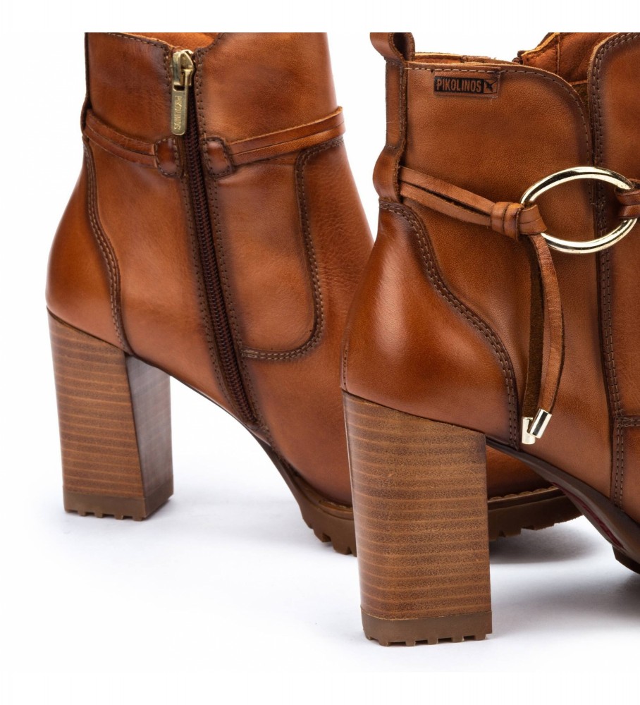 Botas de cano curto Pikolinos Conelly em couro marrom - Altura do salto: 9 cm -