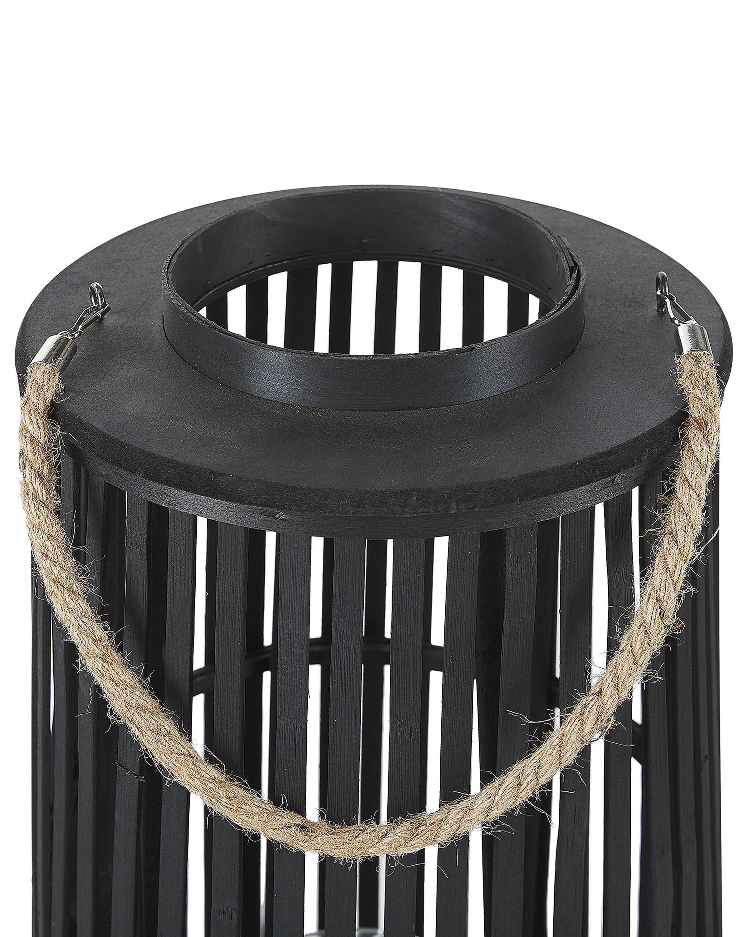 Lantaarn LUZON Wilgenhout 80 cm Zwart