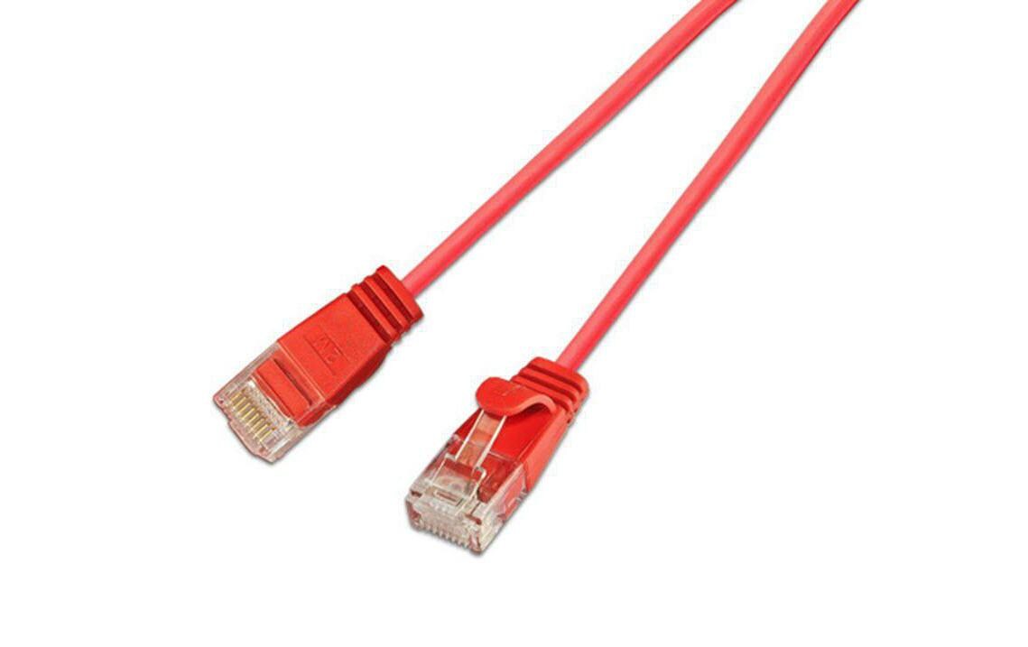 Slimpatchkabel RJ-45 - RJ-45, Cat 6, UTP, 1.5 m, RotLightpatchkabel rund, ungeschirmtes Twisted-Pair-Kabel (U/UTP) mit Klinkenschutz