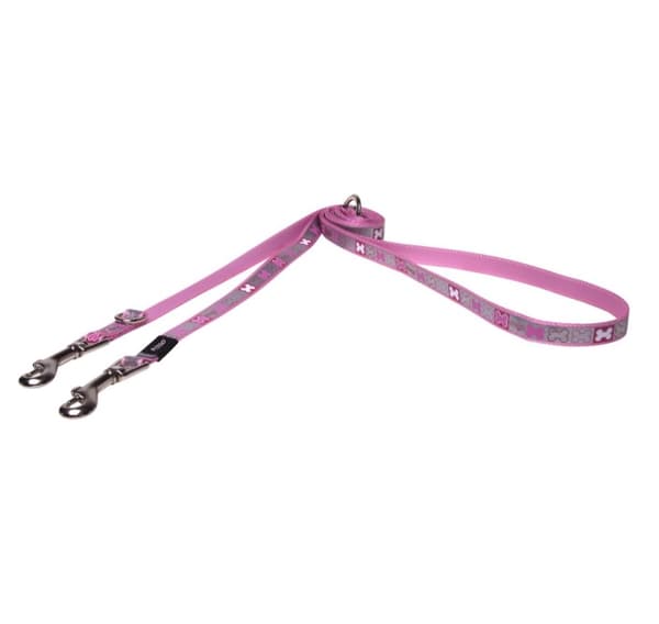 Leiebånd til valper Rogz Pupz Reflecto Small 12mm, Pink Bones mønster
