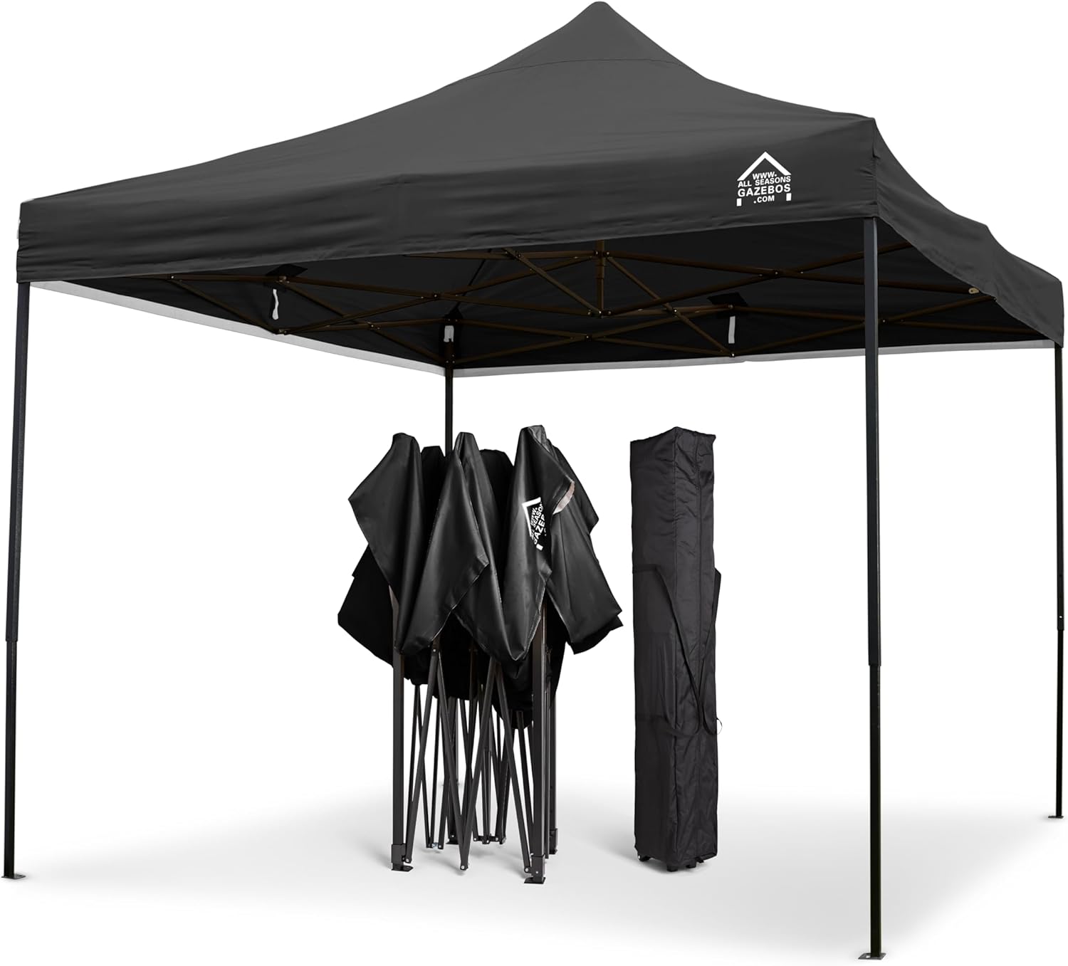 All Seasons Gazebos | 3x3m Pop Up Faltpavillon mit Zubehörpaket | Schwerlast, vollständig wasserdicht, hochwertige Materialien (Schwarz)