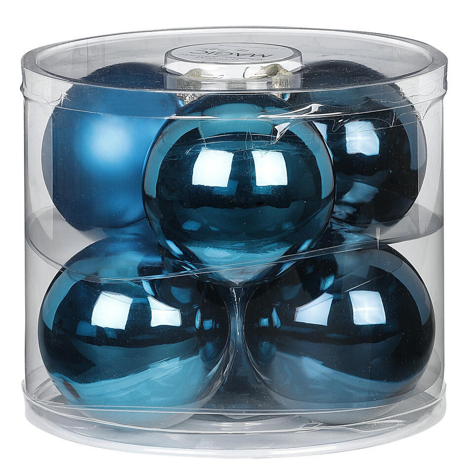 Inge Christmas Grote kerstballen - 6x - kobalt blauw - 10 cm