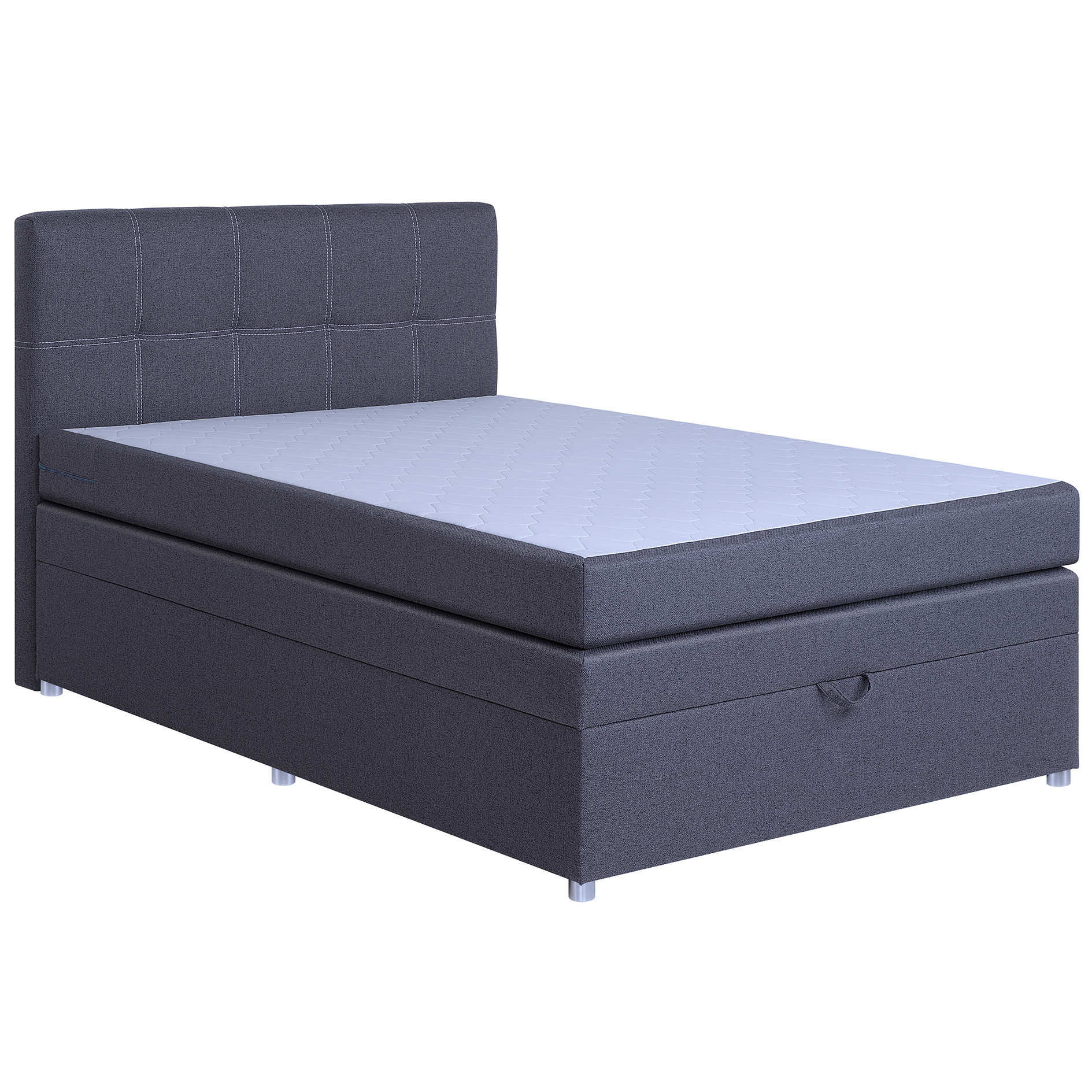 Boxspringbett - dunkelgrau - mit Bettkasten - H3 - 140x200 cm