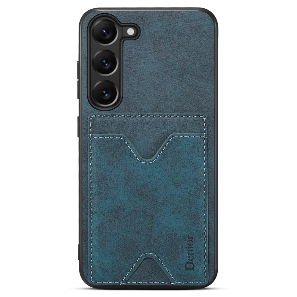 Samsung Galaxy S24 Hybrid Leder Hülle mit Magnetischem Kartenfach   Kickstand Aufsteller - Blau