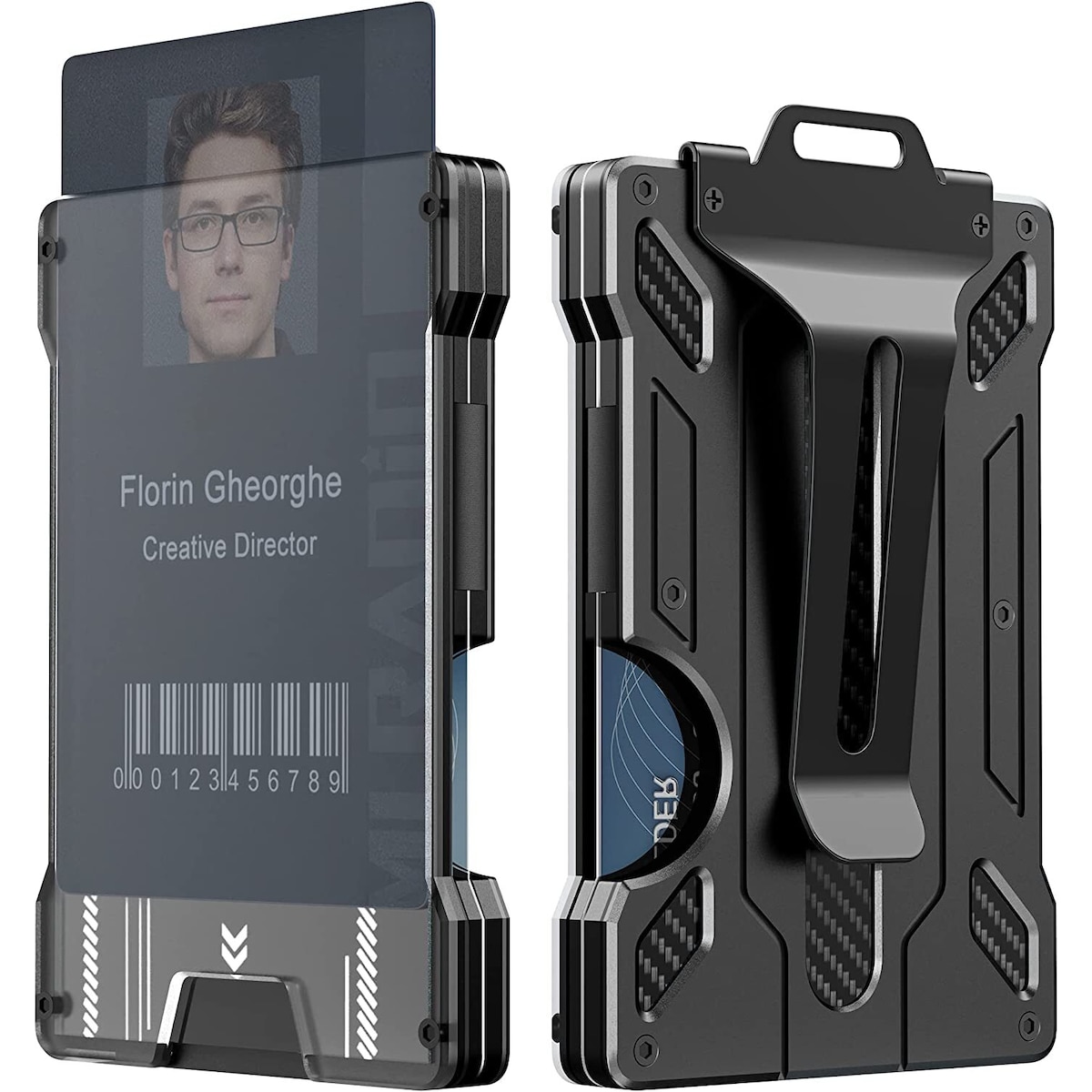 RFID-kortholder for 6 kort og ID-kortholder med klips Sort