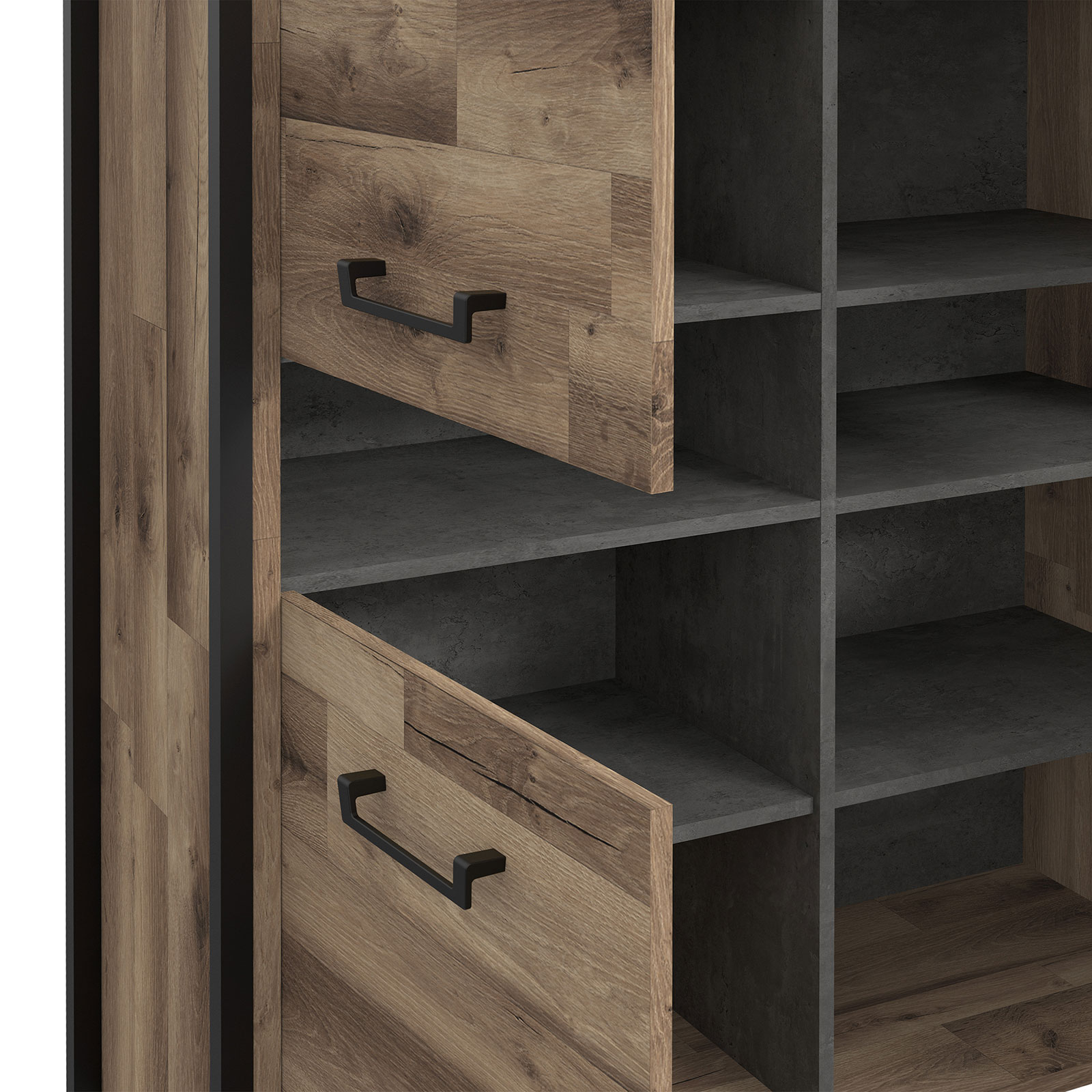 3-teiliges Wohnwand-Set - Stabeiche - 284 cm