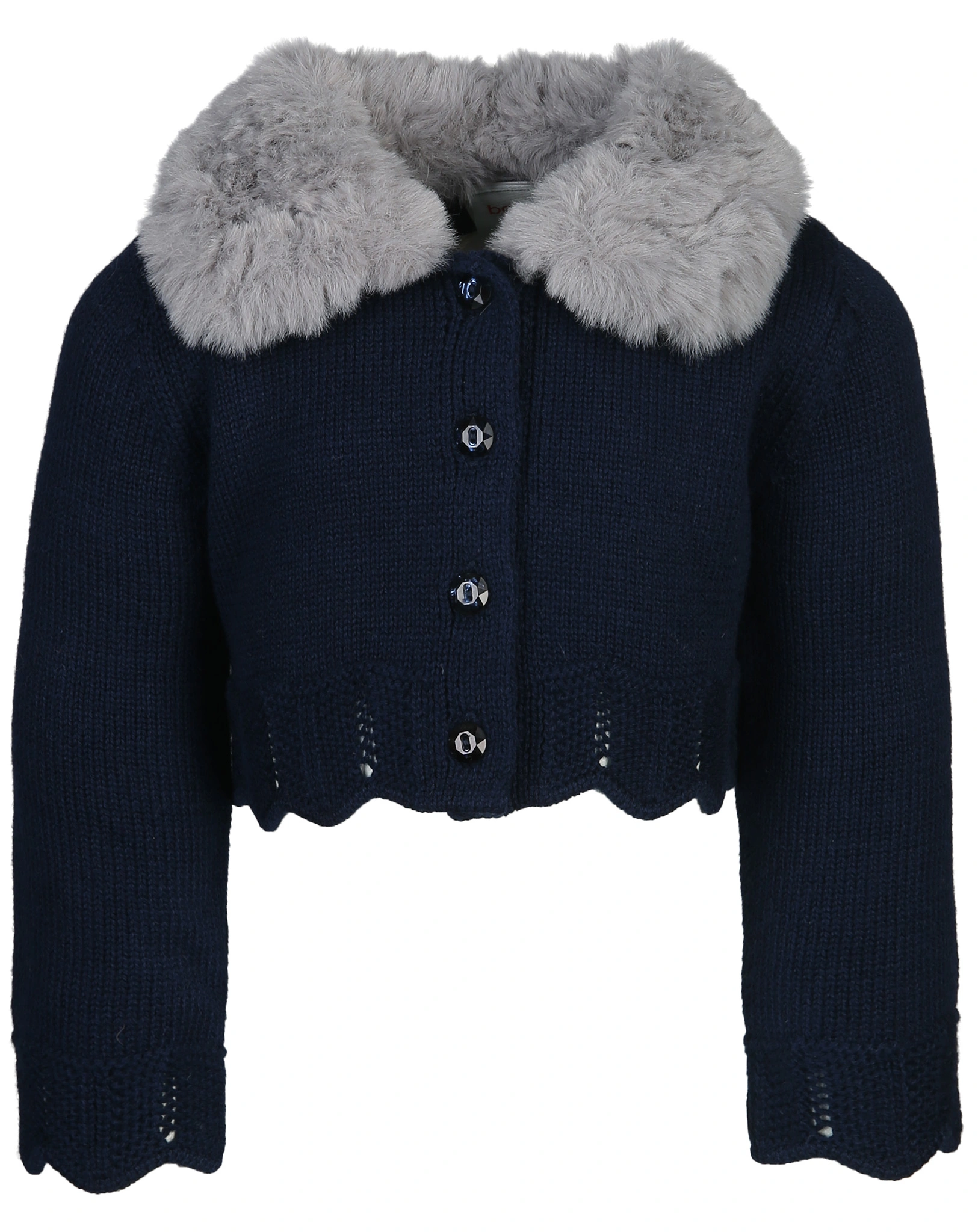 Bolero COZY mit Kunstfellkragen in marine