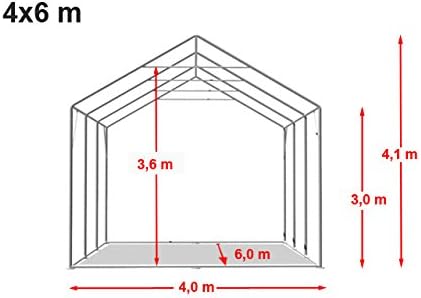 TOOLPORT Zelthalle 4x6m / 3m Seitenhöhe Garage Industriezelt Lagerhalle PVC Plane 850 N wasserdicht grün